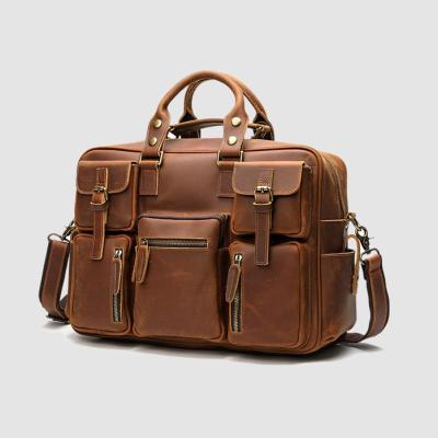 China Others 18 inch vintage office laptop briefcase handmade cross - body bags 2021 men satchel leather messenger bag men for sale