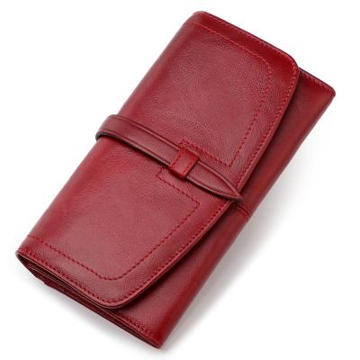 China Other NEW Wholesale 2021 Fashionable Genuine Leather Ladies Purse Clutch Wallet For Women Retro Wallets for sale