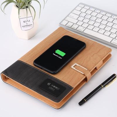 China 2020 Spiral PU Charging Power Bank Custom Leather Wireless Notebook for sale