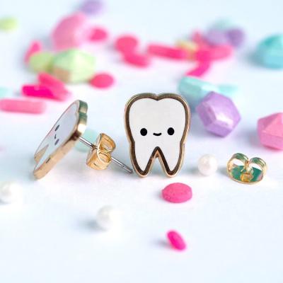 China Environmental Friendly Custom Design Gold Plated Enamel Earrings With Low Moq Cheap Metal Cute Kids Stud Earrings for sale