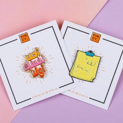 China Custom china metal hat pin with backing card make soft enamel gold pin with moq lapel bottom enamel pins for sale