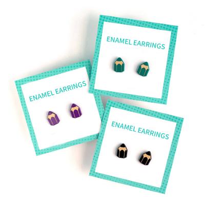 China Cute Multi Colored Shapes Enamel Stud Earrings For Women Small Charm Earrings In Zinc Alloy Jewelry for sale