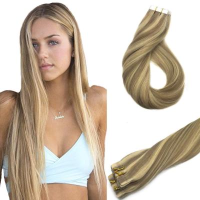 China Silky Straight Russian Blonde Double Wave Medical Grade Tape Hair Extension for sale