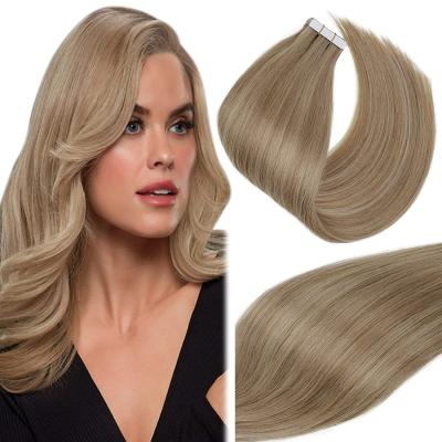 China Good Quality Silky Straight Wave 100 Human Hair Double Drawn Tape Big Stock Hair Extensions for sale