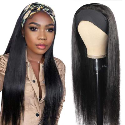 China Silky Straight Virgin Brazilian Wave Cuticle Aligned Hair Band Wig 100%Human For Black Women Wholesale Glueless Lace Up Non Lace Wig Customized Styles for sale