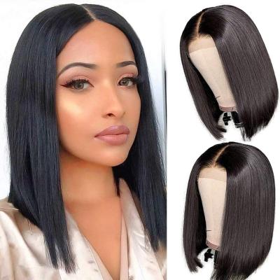 China Silky Straight Hd Straight Wave Brazilian Lace Up Bob Wigs 8 Inch Frontal Bob Wigs For African American Women Short Lace Bob Closure Wig Human Hair for sale