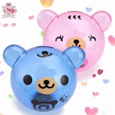 China Piggy Bank Plastic Promotional Transparent Round Key Bear Shaped Pig Coin Bank for sale