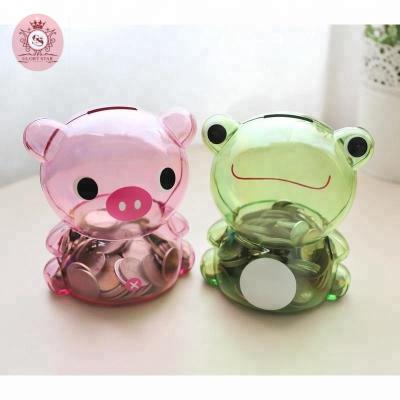 China Plastic Piggy Bank Promotional Plastic Transparent Animal Shaped Pig Coin Bank for sale