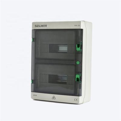 China Outdoor SELHOT HA-24 IP65 Plastic Mounted Surface Electrical 18 Modules For MCB RCCB RCBO electric distribution box for sale