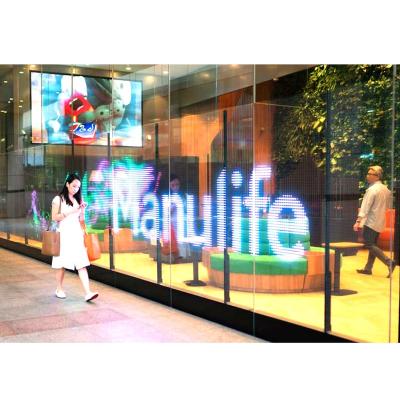 China Store Window Glass Display Light Indoor Advertising P3.9 P7.8 Transparent LED Screen Display Source for sale