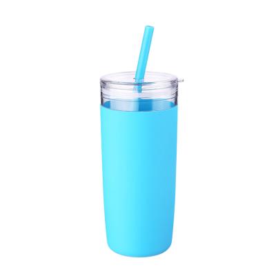 China Hot New Products Eco-Friendly Bpa Free Reusable OEM Travel Coffee Plastic Drinking Reusable Coffee Cup With Silicone Straw for sale