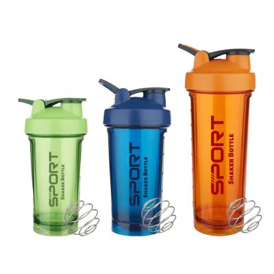 China Wholesale Gym 830ml Bpa Free Plastic Portable Shaker Bottle Custom Logo With Mixer Ball for sale