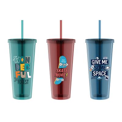 China Sustainable Plastic Travel Clear Water Bottles Bubble Tea Cup Glitter Tumbler With Lid And Straws for sale