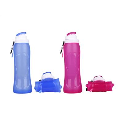 China Eco-friendly 500ml Travel Sustainable Custom Sport Drinking Collapsible Silicone Water Bottle Silicone With PP Lids for sale