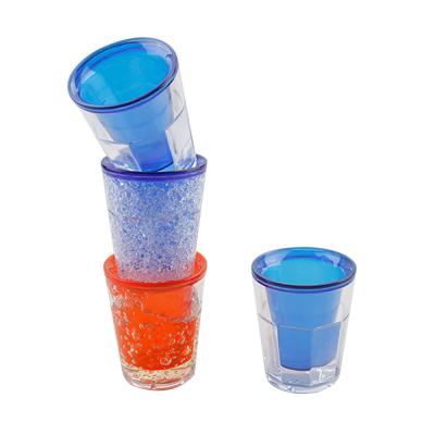 China New Design Sustainable Hot Sale Food Grade Customized Beer 35ml Double Wall Ice Freeze Frost Beer Mini Frost Plastic Frost Cup for sale