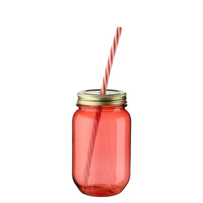 China Eco-friendly Chinese supplier custom 26oz decorative tritan plastic wide mouth mason jar with lid and straw for sale