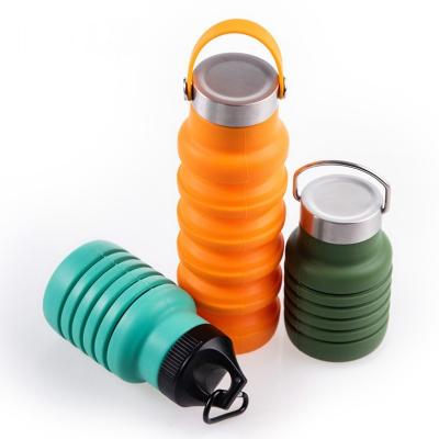 China Retractable Folding Silicone Cup Folding Travel Cup Camping Silicone Folding Telescopic Bottle for sale