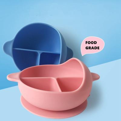 China Children's Food Grade Mat Suction Silicone Bowl with Spoon Silicone Bowl Spoon Set Baby Bowl and Spoon Set for sale