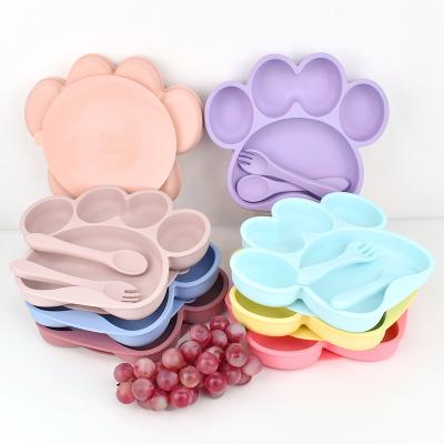 China Children's Silicone Baby Feeding Dish Baby Food Dish Silicone Food Separator Divider for sale