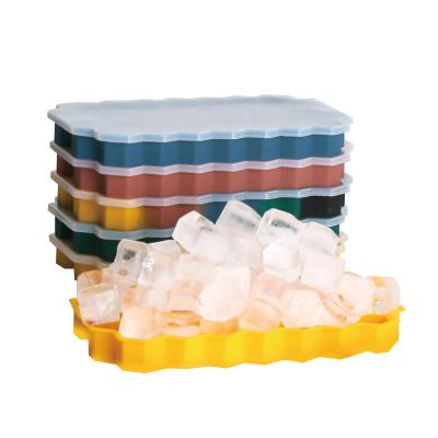 China Grids Summer Silicone Viable Ice Tray Molds Lid Mold Dish Silicone Ice Cube Tray With Lid Ice Cube Tray Silicone for sale