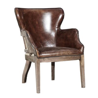 China (Other) Black Adjustable Living Room Solid Wood Frame Leather Wing Chair for sale