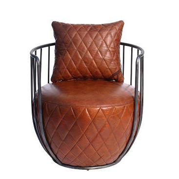 China (Other) Brown Retro Adjustable Quilted Italian Distressed Leather Chair for sale