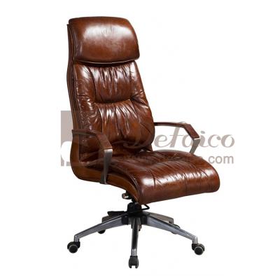 China (Height)Adjustable Swivel Office Chair Comfortable PU Leather Adjustable Antique High Back Chair for sale