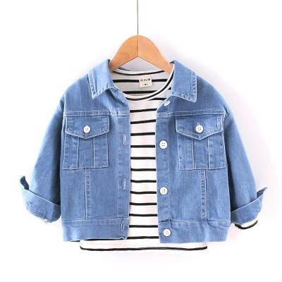 China Wholesale Breathable Zhejiang Toddler Girls Turn Down Collar Denim Jacket Autumn Kids Outfit Coat For 1-5 Years Children Long Sleeve for sale