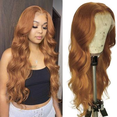 China Blonde Straight Bone Highlight Lace Front Wigs Ginger Lace Front Wigs Peruvian Transparent Lace Front Human Hair Wigs Body Wave for sale