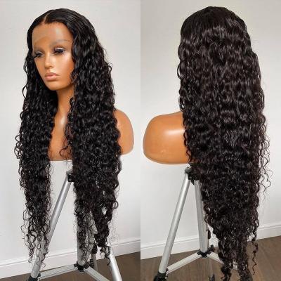 China Straight 360 Bone Lace Band Wig 30 Inch Water Wave 13x4 Lace Front Curly Human Hair Wigs Deep Glueless Remy Brazilian 4x4 Closure for sale