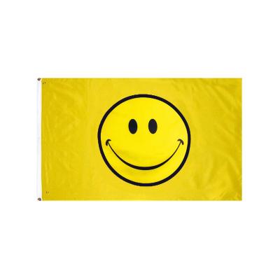 China Anybody Pink Yellow Bendera Smiley Happy Flag Vlag World Flag 70D Polyester Stock Flaga Wholesale for sale