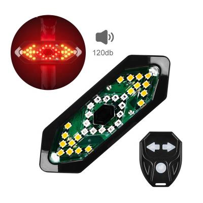 China Hot Sale New Hot Sale Wireless Remote Control Rechargeable Bicycle LED Indicator Light Turn Signal Light Turn Signal Light Radio Rear Outdoor With Horn Bike Safety Tail Warning Light for sale