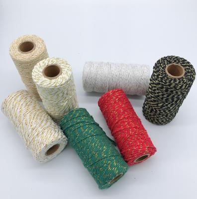 China Factory 2mm Gold Thread Cotton DIY Material Trademark Rope Gift Wrap Viable Color Woven Cotton Rope à venda