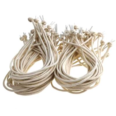 China 1mm 2mm 3mm Cotton Viable Rope Braided Tie Knot with Plastic Tips Polyester Rope Loop Tie Knot for Packing à venda