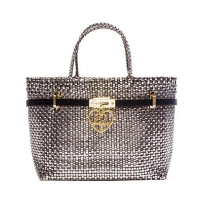 China Handwoven Dress Coffee Color Glitter PVC Bag for sale