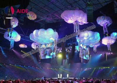 China White Cloud Shapes Inflatable Stage Decoration , Indoor Ceiling Blow Up Light for sale