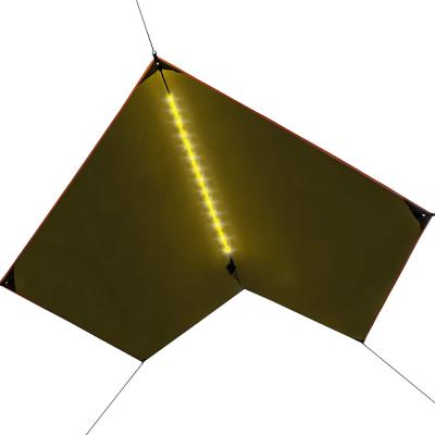 China Waterproof Outdoor Camping Sunshade Rain Fly Shelter Tent Hammock Tarp With Led Light 297*297cm for sale