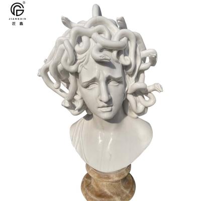 China The traditional interior is beautifully decorated with hand carved white marble Medusa head sculpture for sale