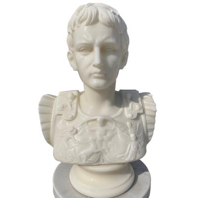 China Factory Direct Sale Modern White Marble Hand Carved Gaius Octavian Head Sculpture for sale