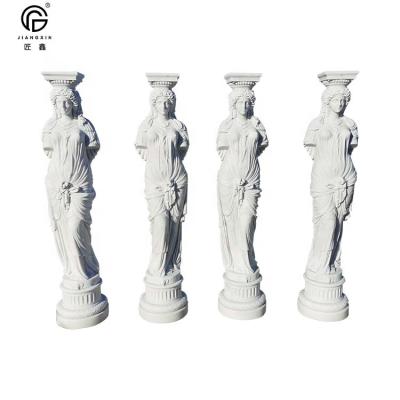 China Factory Direct Sale Lady Statue Solid White Natural Marble Hand-carved Pillar for sale