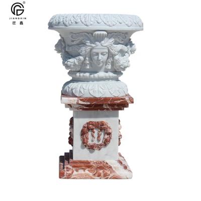 China European style traditional custom high quality hand carved white marble stone flower pots for sale for sale