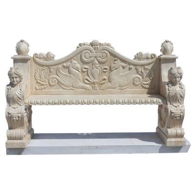 China Modern Natural Marble Hand Carving Sculpture Stone Garden Bench for sale