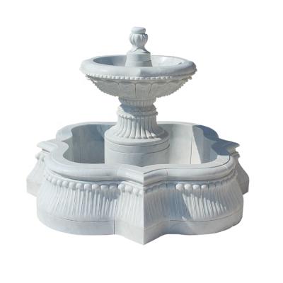 China Modern New Design White Marble Outdoor Stone Water Fountain for sale