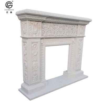 China Traditional Classic Design French Style Louis xvi Hand Carved Marble Fireplace for sale