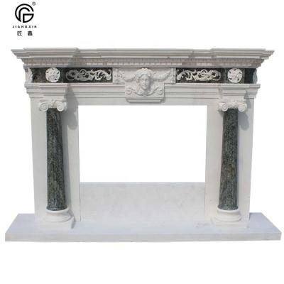 China 2021 modern new color blocking interior decoration exquisite carved marble fireplace surround for sale