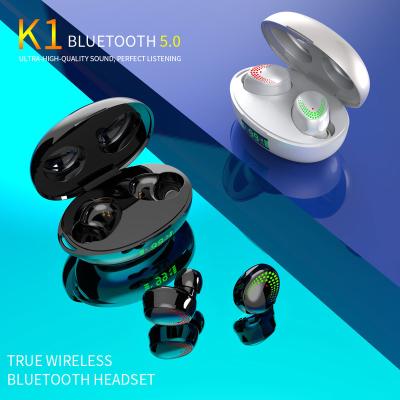 China High Fidelity K1 TWS 5.0 Noise Power Wireless Digital Display Earbuds LED In Ear Headphones Touch Control Headphones for sale