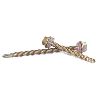 China HEX Color Zinc Hexagon Dovetail Screw Hex Flange Self Tapping Self Drilling Screw for sale