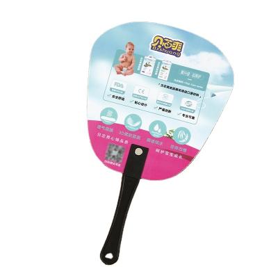 China China Wholesale Custom Printed Fancy Advertising Folding PP Plastic Hand Fan With Plastic Handle for sale