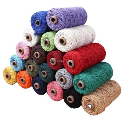 China Wholesale 5mm DIY Natural Braided Cotton Macrame Combed Yarn Moisture-absorbent Colorful Twisted Twisted for sale