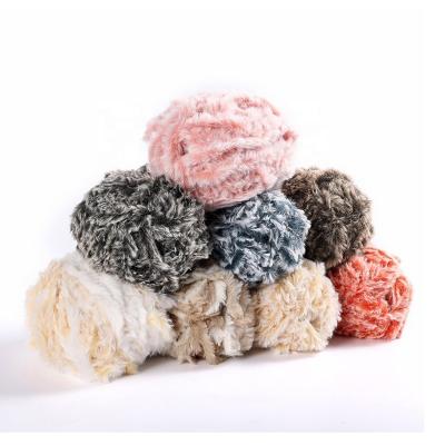 China 100% Polyester Multi Colors Fancy Yarn Wholesale Chinese Viable Faux Fur Voluminous Fancy Yarn For Knitting Hand Made for sale